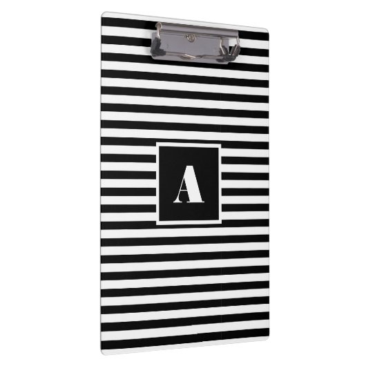 Classic Custom initialen Zwart-wit Gestreept Klembord (Rechts)