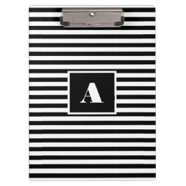 Classic Custom initialen Zwart-wit Gestreept Klembord