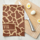 Classic Custom Name Giraffe Animal Print Pattern Theedoek (Quarter Fold)