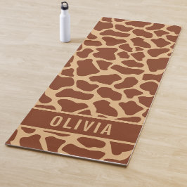 Classic Custom Name Giraffe Animal Print Pattern Yogamat