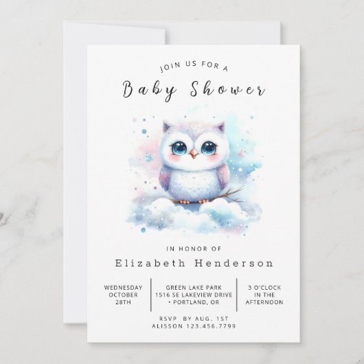 Classic Custom Owl Baby shower Kaart (Voorkant)
