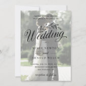 Classic Custom Photo Backyard Botanic Leaf Wedding Kaart (Voorkant)