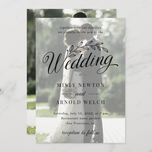 Classic Custom Photo Backyard Botanic Leaf Wedding Kaart (Voorkant / Achterkant)