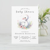 Classic Custom Swan Baby shower Kaart (Staand voorkant)