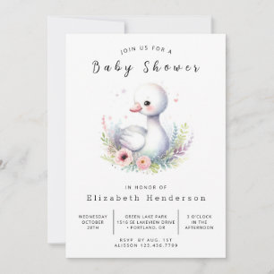 Classic Custom Swan Baby shower Kaart