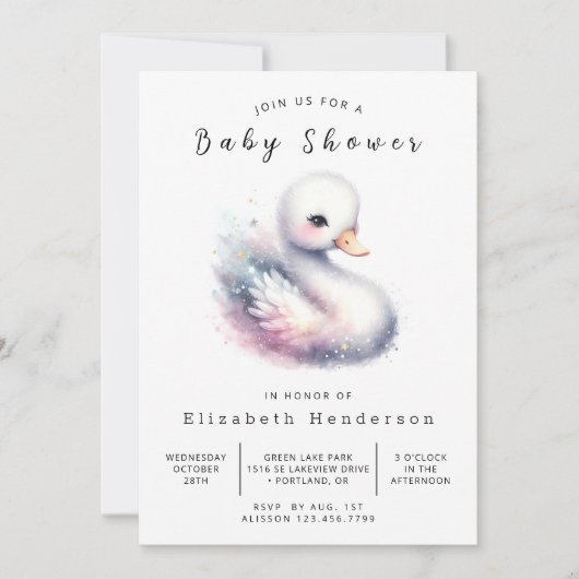 Classic Custom Swan Baby shower Kaart (Voorkant)