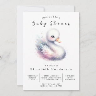 Classic Custom Swan Baby shower Kaart