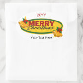Classic Custom Text Merry Christmas Oval Sticker (Tas)
