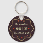 Classic Custom Text Retro Label Sleutelhanger (Voorkant)