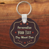 Classic Custom Text Retro Label Sleutelhanger (Voorkant)