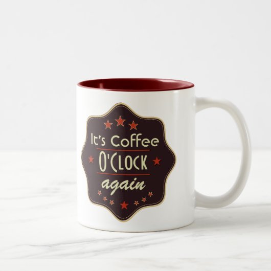 Classic Custom Text Retro Label Tweekleurige Koffiemok (Rechts)