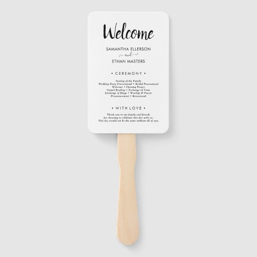 Classic Custom Wedding Program voor zwarte en witt Handwaaier (Achterkant)