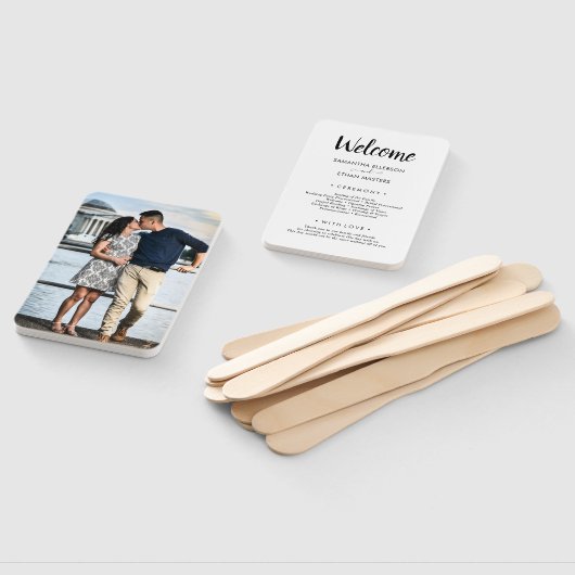 Classic Custom Wedding Program voor zwarte en witt Handwaaier (Niet-gemonteerd)