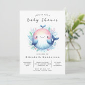 Classic Custom Whale Baby shower Kaart (Staand voorkant)