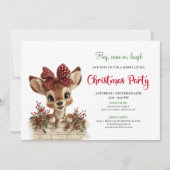 Classic Cute Baby Deer Peeking Watercolor Xmas Kaart (Voorkant)