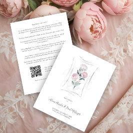 Classic Cute Floral Peonies Bunch in Gray & Pink Informatiekaartje