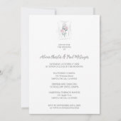 Classic Cute Floral Peonies Bunch in Gray & Pink Kaart (Achterkant)