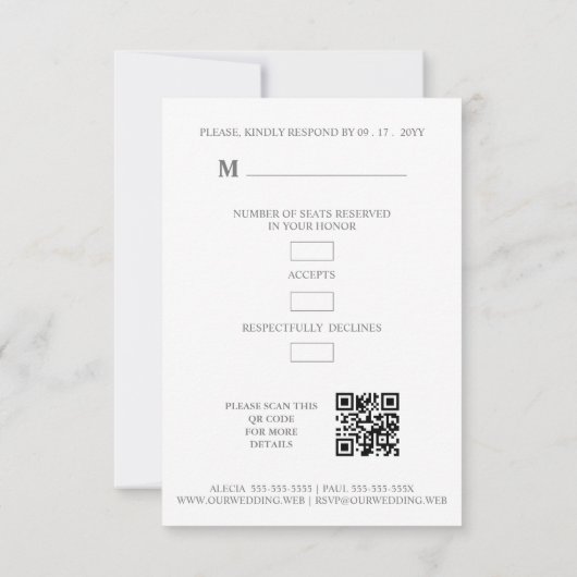 Classic Cute Floral Peonies Bunch in Gray & Pink RSVP Kaartje (Achterkant)