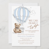 Classic Cute Teddy Bear Toile Balloon Baby Shower Kaart (Voorkant)