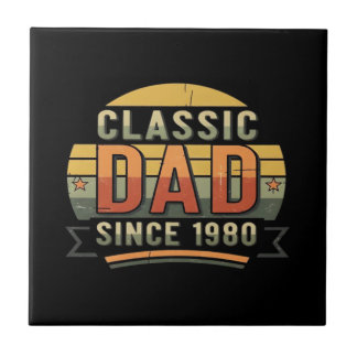 Classic Dad Since 1980  Vintage Retro  Tegeltje