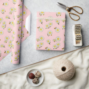Classic Daisies and Blush Pink  Floral Cadeaupapier
