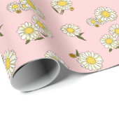 Classic Daisies and Blush Pink  Floral Cadeaupapier (Rol Hoek)