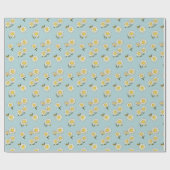 Classic Daisies and sky blue floral  flower Cadeaupapier (Vlak)