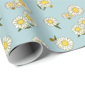 Classic Daisies and sky blue floral  flower Cadeaupapier (Rol Hoek)