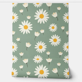 Classic Daisy  geïnspireerde Sage Green Behang