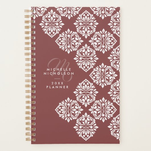 Classic Damask Abstract Chic Geometric Script Planner (Voorkant)
