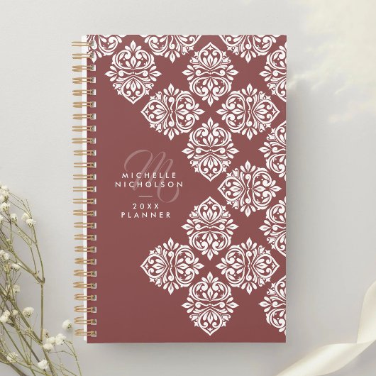 Classic Damask Abstract Chic Geometric Script Planner