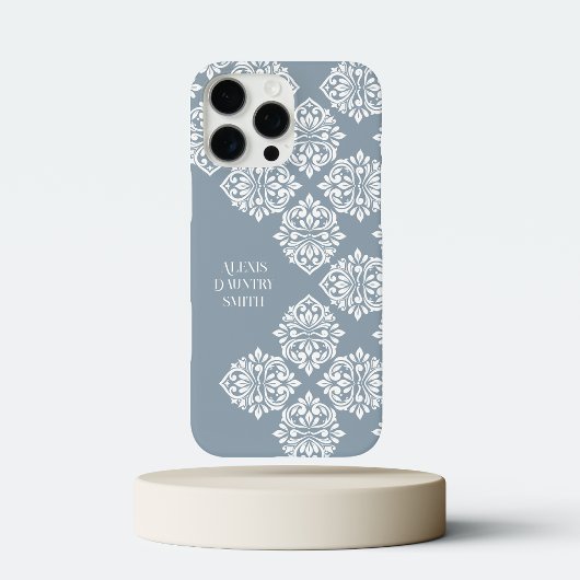 Classic Damask Abstracte geometrische cadet grijs Case-Mate iPhone Case