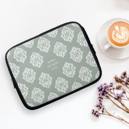 Classic Damask Abstracte geometrische pastel groen Laptop Sleeve