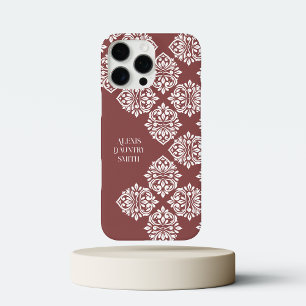 Classic Damask Abstracte geometrische pastel rood iPhone 16 Pro Max Hoesje