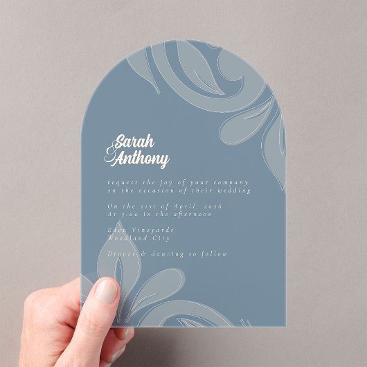 Classic Damask Blauwgroen bruiloft acryl uitnodigi Acryl Uitnodigingen