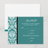Classic Damask Blauwgroen RSVP-kaart RSVP Kaartje (Voorkant / Achterkant)