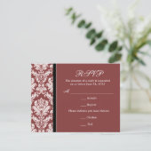 Classic Damask Burgundy RSVP-kaart RSVP Kaartje (Staand voorkant)