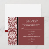 Classic Damask Burgundy RSVP-kaart RSVP Kaartje (Voorkant / Achterkant)