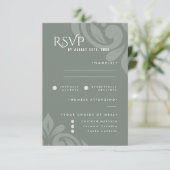 Classic Damask Earthy Sage Photo Wedding RSVP (Staand voorkant)