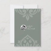 Classic Damask Earthy Sage Photo Wedding RSVP (Achterkant)