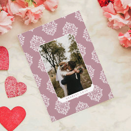 Classic Damask Elegant Script Valentine's Day Card