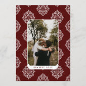 Classic Damask Elegant Script Valentines Day Card (Voorkant)