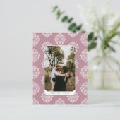 Classic Damask Elegant Script Valentine's Day Card Briefkaart (Staand voorkant)