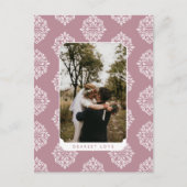 Classic Damask Elegant Script Valentine's Day Card Briefkaart (Voorkant)