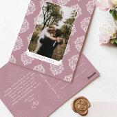 Classic Damask Elegant Script Valentines Day Card Briefkaart