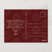 Classic Damask Elegant Script Valentine's Day Card Briefkaart (Achterkant)