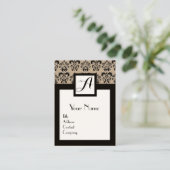 CLASSIC DAMASK FLORAL SQUARE MONOGRAM Kraft Paper Visitekaartje (Staand voorkant)