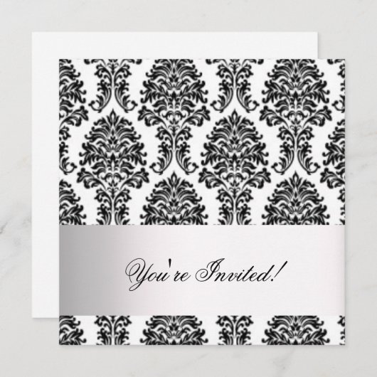 Classic Damask Invitation Kaart (Voorkant / Achterkant)