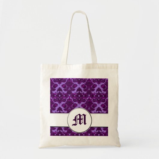 Classic Damask Paars (Monogram) Tote Bag (Voorkant)