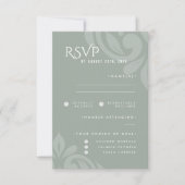 Classic Damask Pale Olive Photo Wedding RSVP (Voorkant)